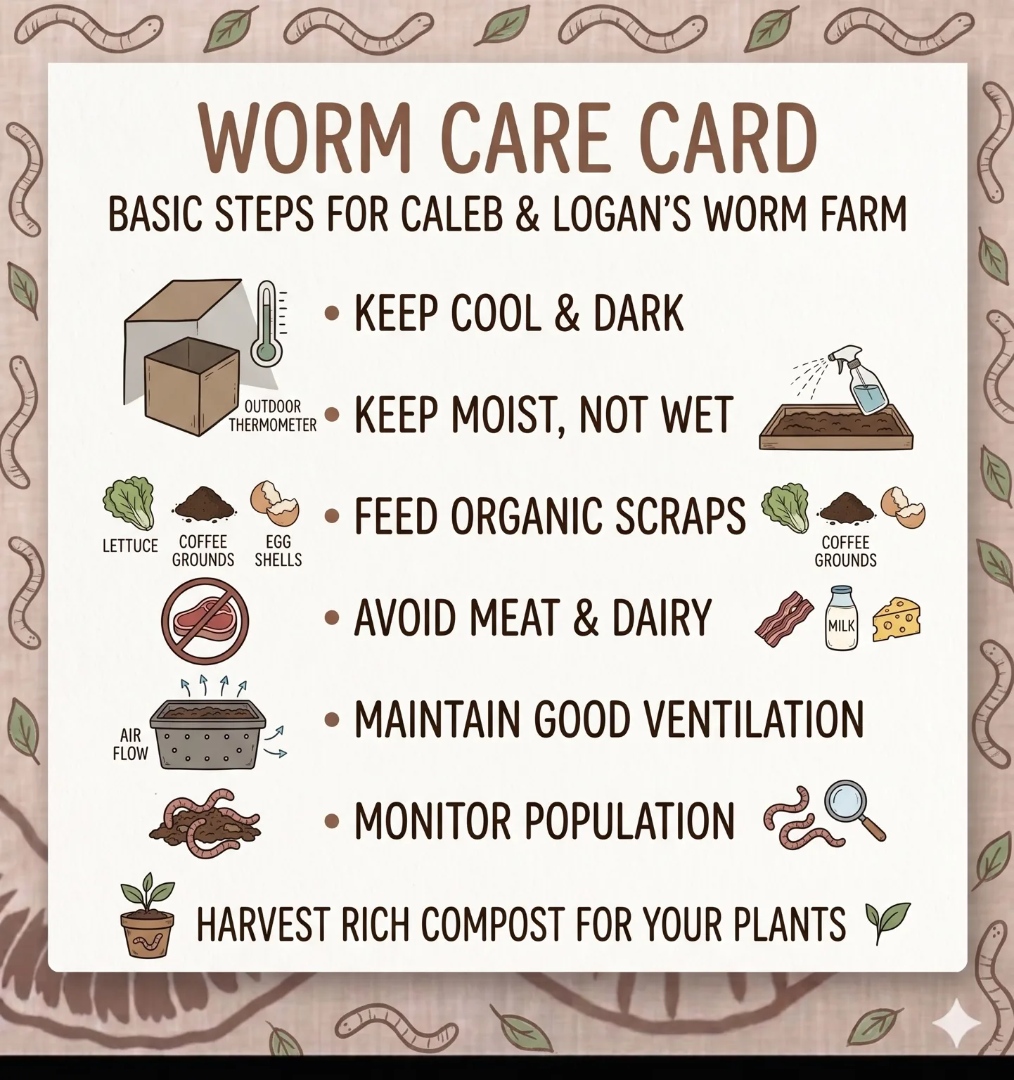 Worm care card